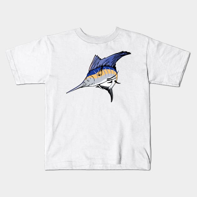 Billfish Jumping Side Retro Kids T-Shirt by retrovectors